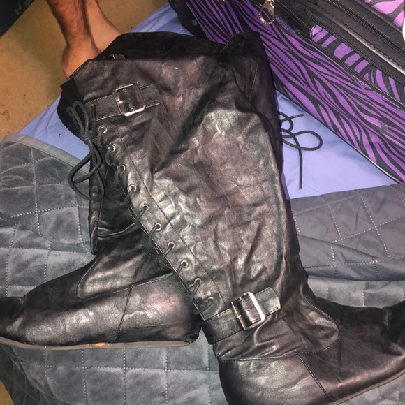 Knee High Pleather Boots - Picture 1 of 1